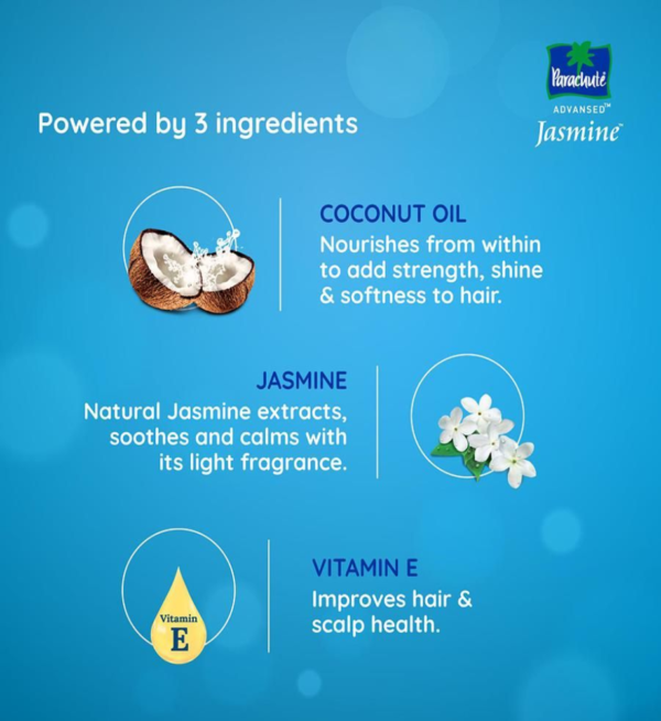 Parachute Advansed Jasmine, Non Sticky Coconut 90 ml Hair Oil - Image 3