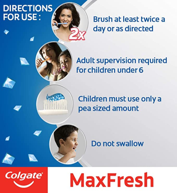 Colgate MaxFresh Toothpaste - Anti-Cavity, Peppermint Ice, 150 g - Image 3